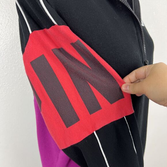 Pink Victoria's Secret Sweater Women Medium Black Colorblock Pullover 3/4 Zip - Picture 12 of 16